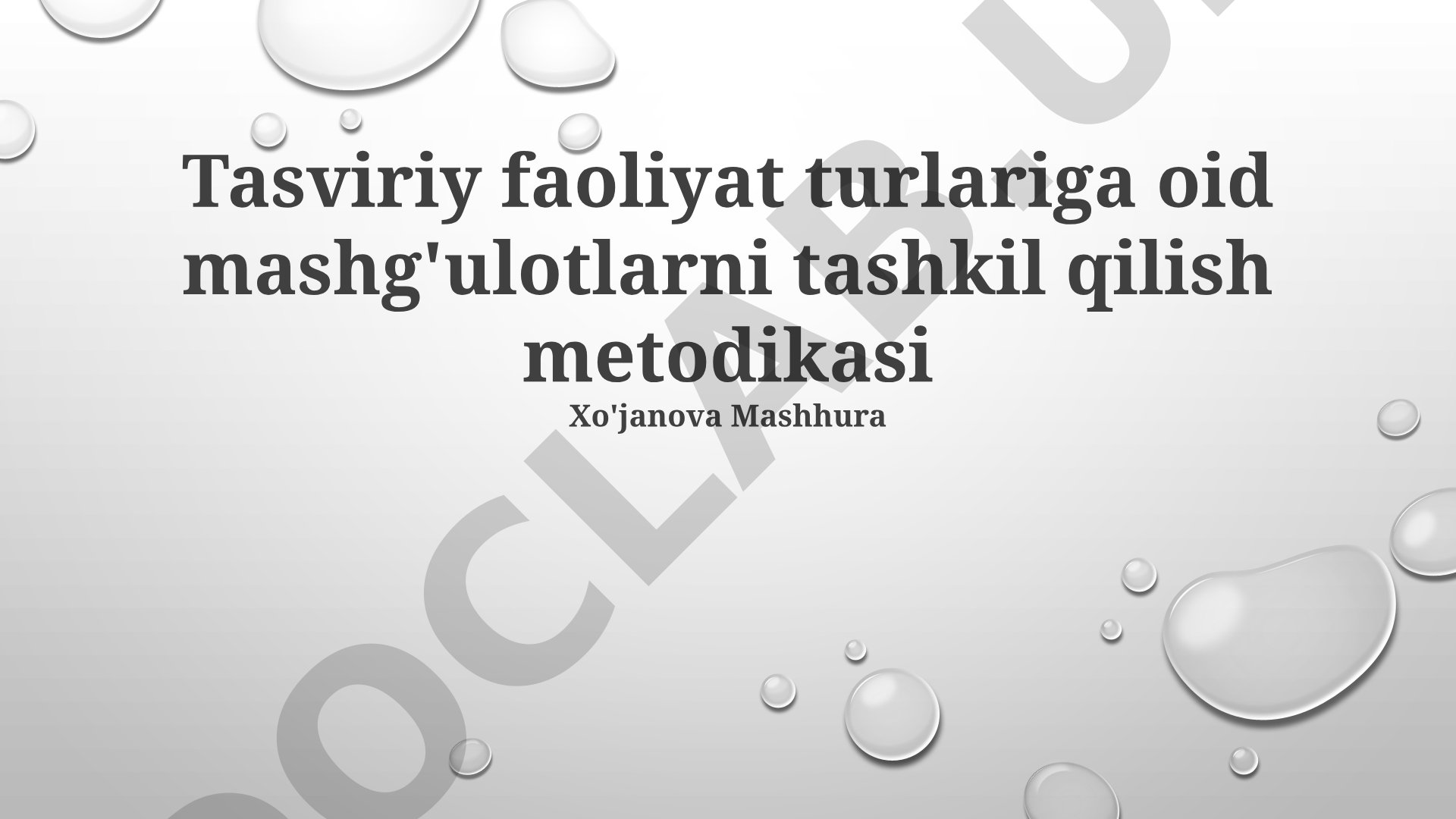 Tasviriy faoliyat turlariga oid mashg'ulotlarni tashkil qilish metodikasi