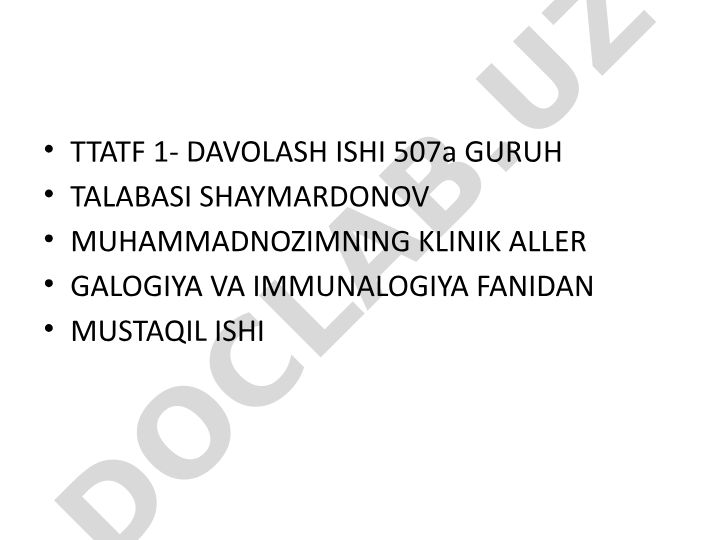 Oziq-ovqat allergiyasi: immunologik mexanizmlar va klinik aspektlar