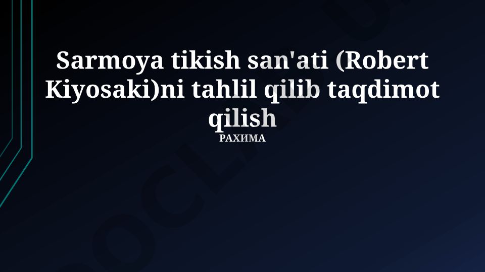 Sarmoya tikish san'ati va aksiya bozoriga investitsiya