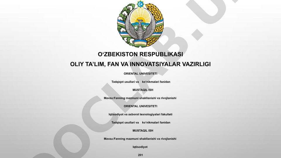 Fanning mazmuni shakllanishi va rivojlanishi