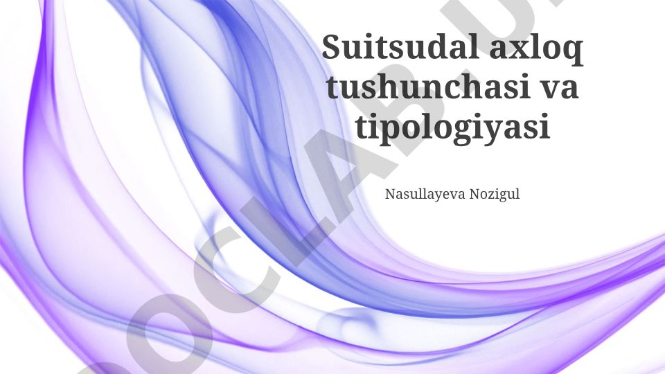 O'z joniga qasd qilish tushunchasi, tipologiyasi va oldini olish