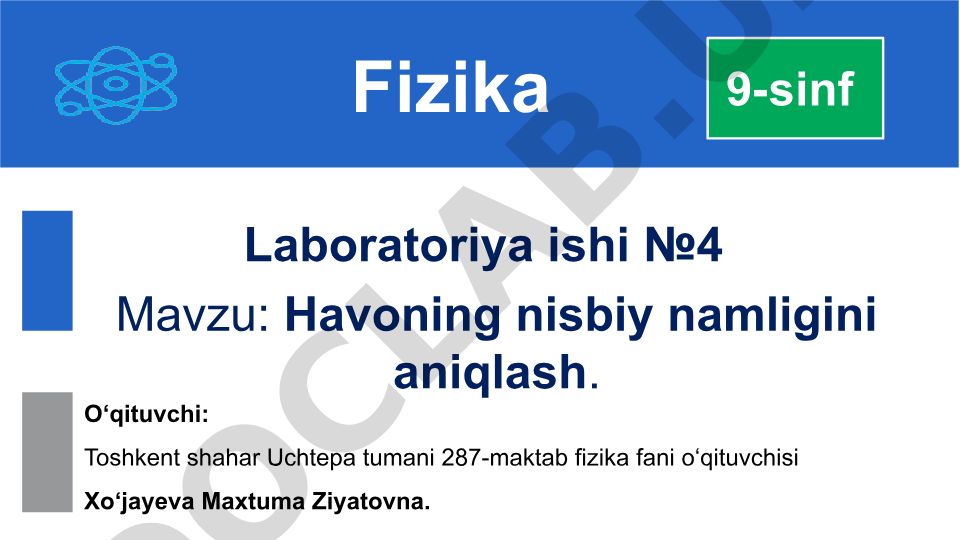 Havoning nisbiy namligini aniqlash