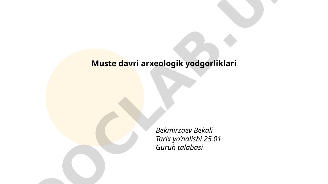 Muste davri arxeologik yodgorliklari: umumiy xususiyatlar va Markaziy Osiyodagi joylar