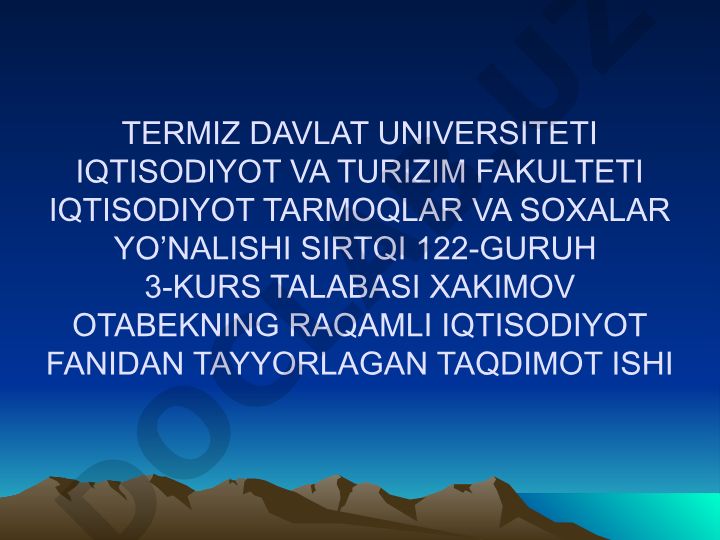 Qozog'iston Respublikasining iqtisodiy rivojlanishi va geografik xususiyatlari