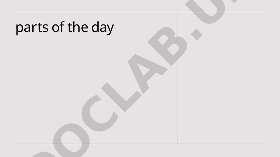 Parts of the Day: Morning, Afternoon, Evening, Night