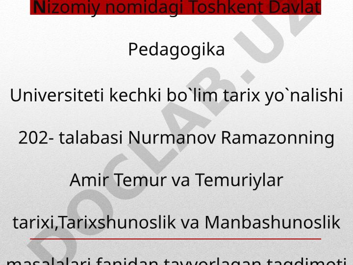 Amir Temur "Temur Tuzuklari" asari va uning ahamiyati