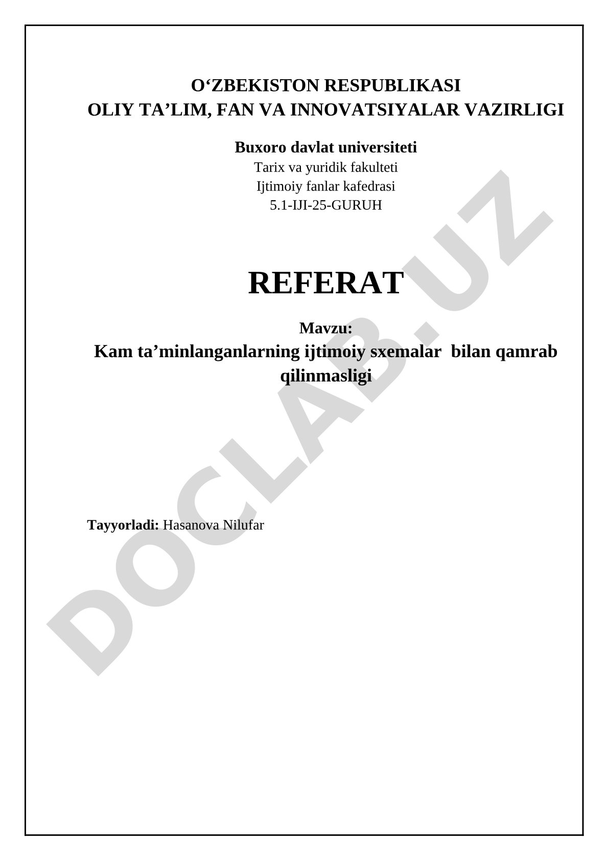 Kam taʼminlanganlarning ijtimoiy sxemalar bilan qamrab qilinmasligi