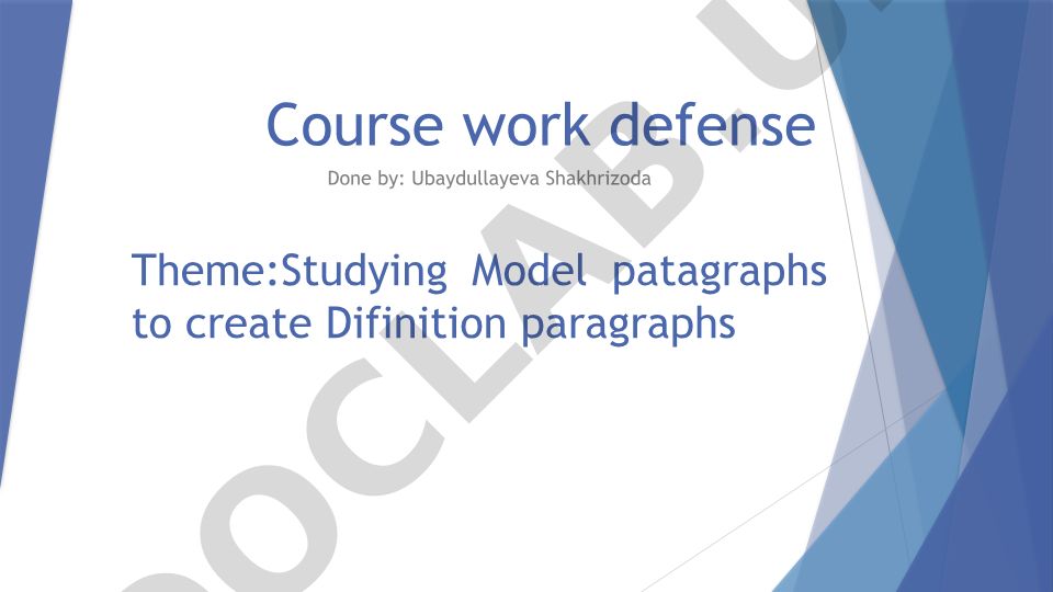 Studying Model paragraphs to create Definition paragraphs