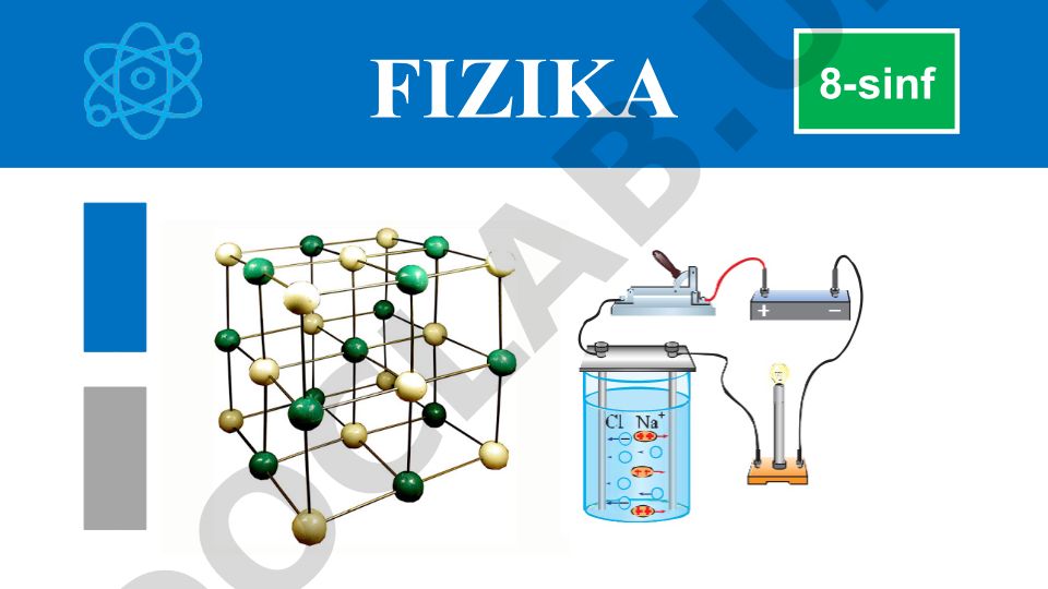 Fizika 8-sinf: Elektroliz hodisasi va Faradeyning birinchi qonuni