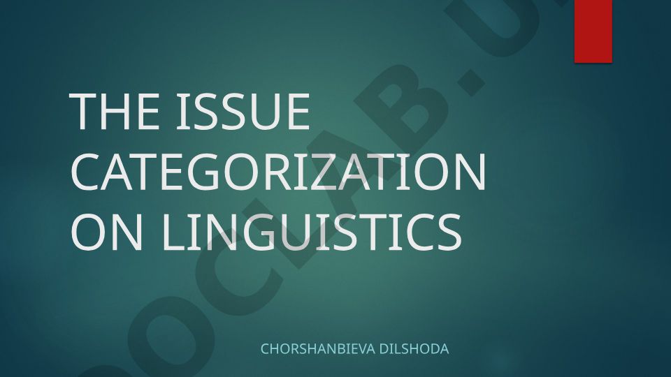 Issue Categorization in Linguistics