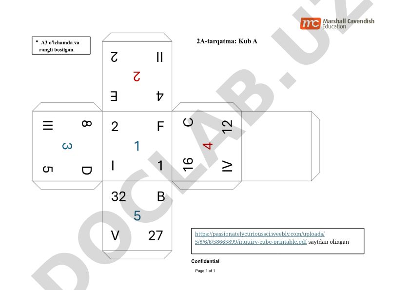 Kub A uchun tarqatma material