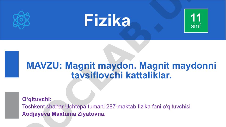 Magnit maydon va uni tavsiflovchi kattaliklar