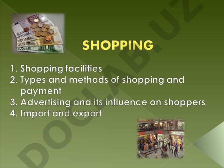 Shopping vocabulary and discussion activities