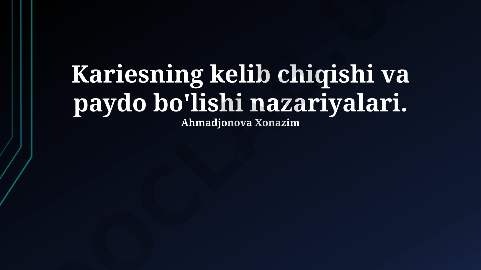 Kariesning kelib chiqishi va paydo bo'lishi nazariyalari