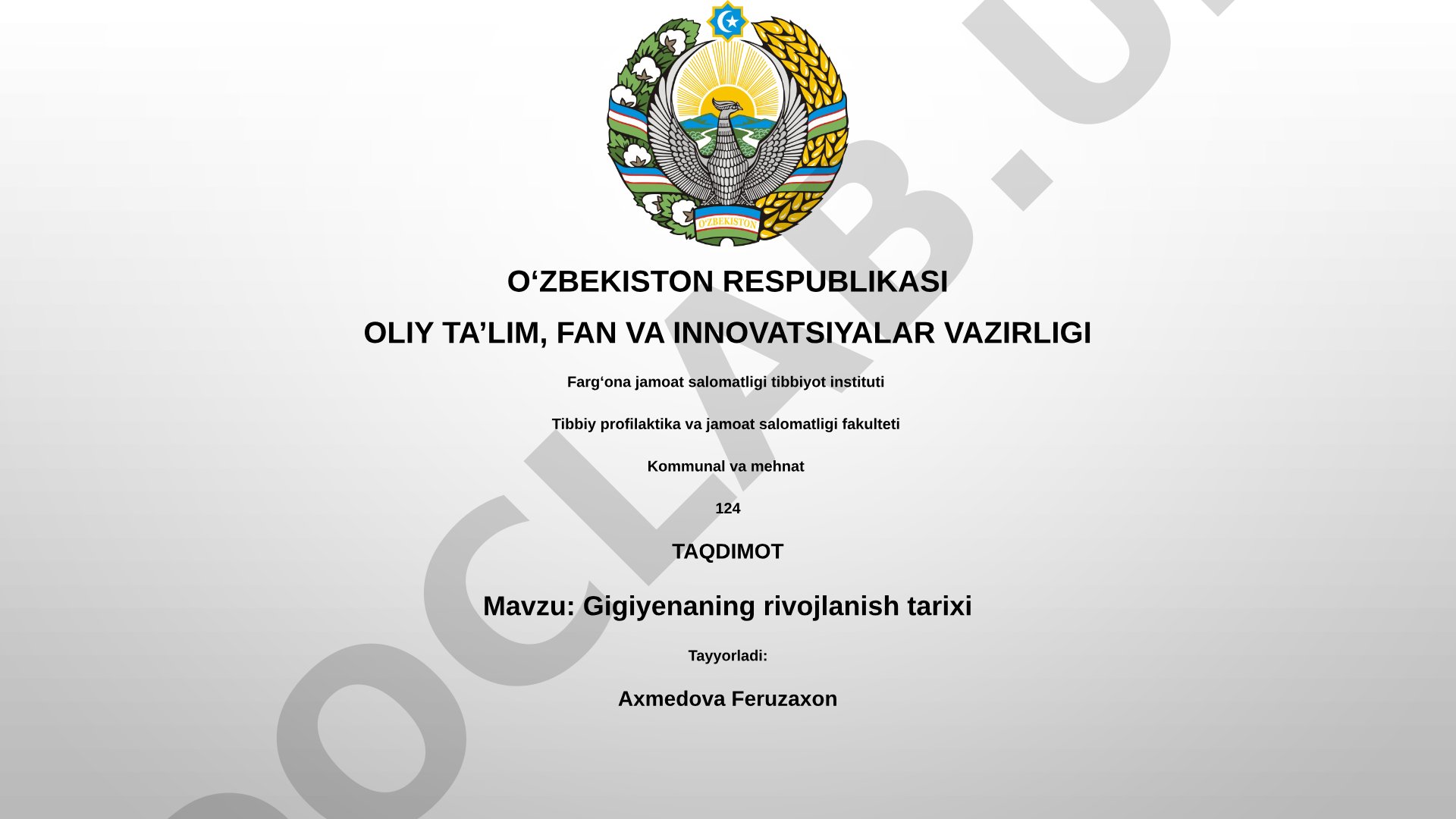 Gigiyenaning rivojlanish tarixi
