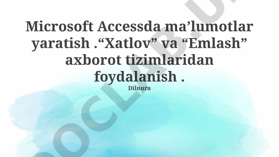 Microsoft Accessda ma'lumotlar bazasini loyihalash va rejalashtirish