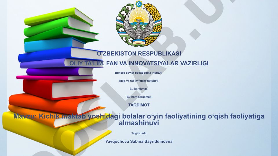 Kichik maktab yoshidagi bolalar oʻyin faoliyatining oʻqish faoliyatiga almashinuvi