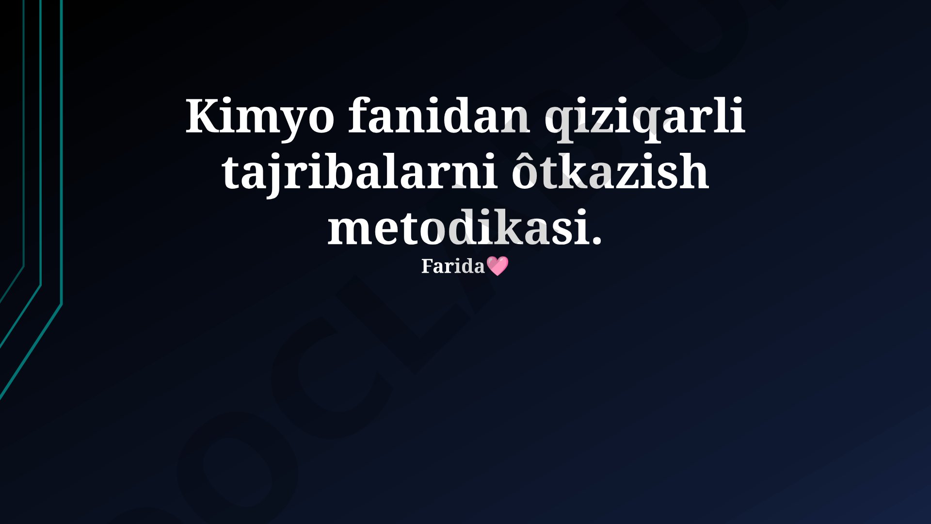 Kimyo fanidan qiziqarli tajribalarni o'tkazish metodikasi