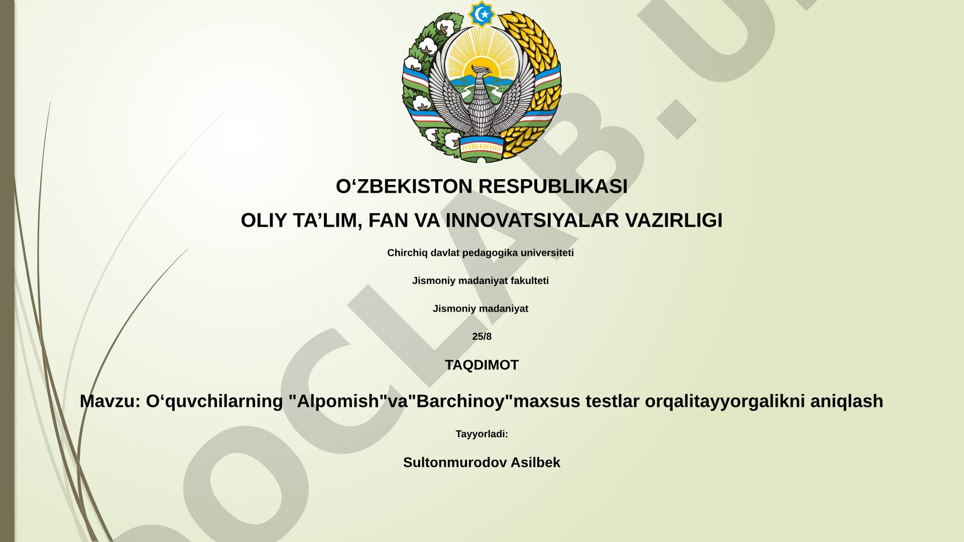 Oʻquvchilarning 'Alpomish' va 'Barchinoy' maxsus testlar orqali tayyorgalikni aniqlash