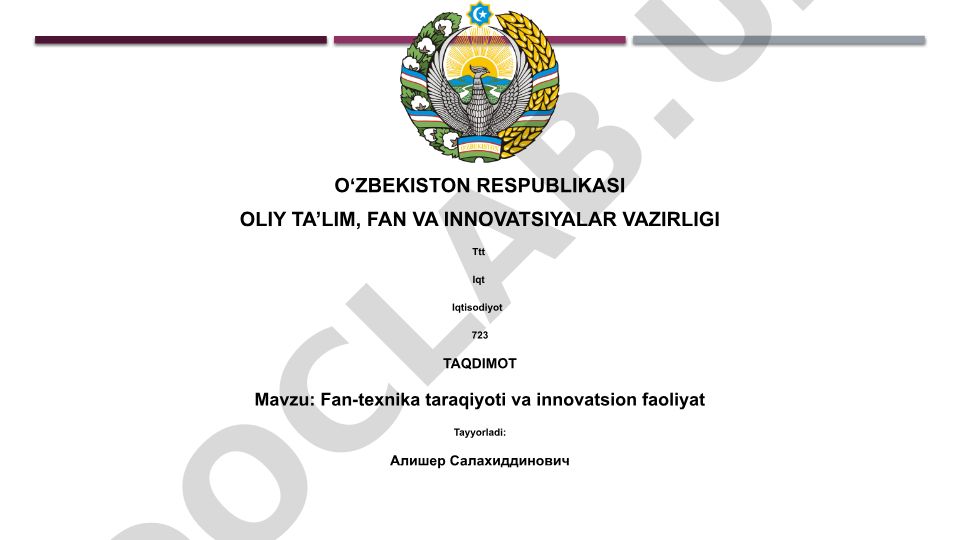 Fan-texnika taraqqiyoti va innovatsion faoliyat