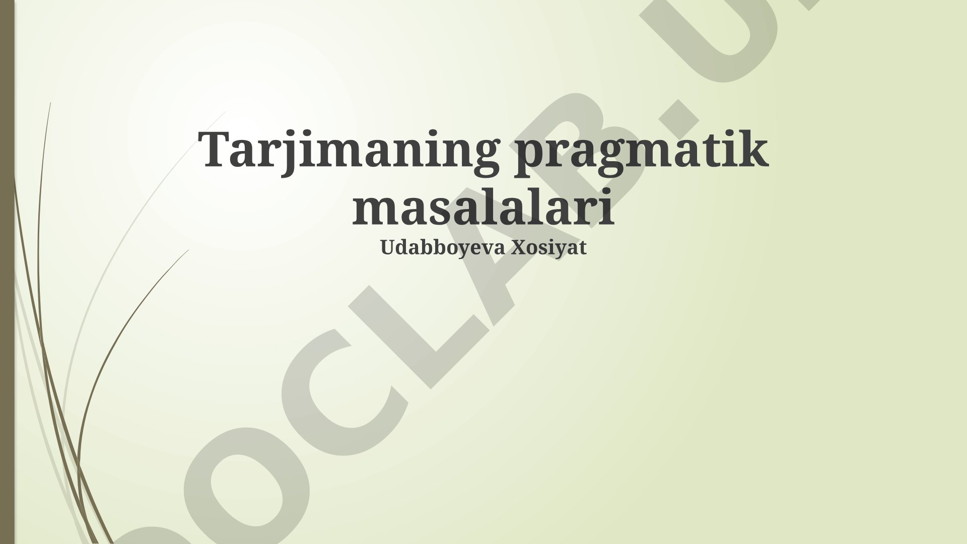 Tarjimaning pragmatik masalalari
