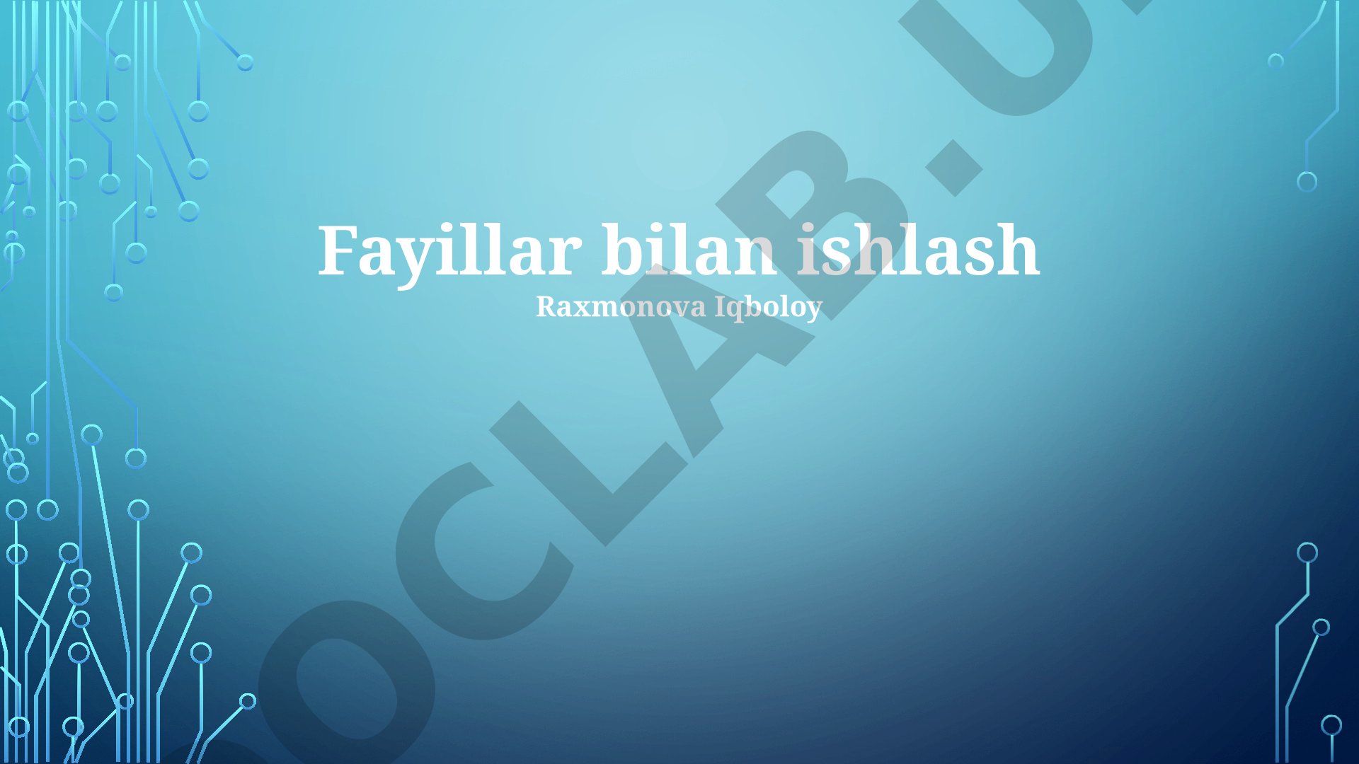 Kompyuterda ma'lumotlar bilan ishlash asoslari