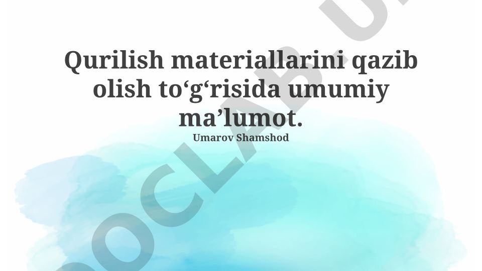 Qurilish materiallarini qazib olish jarayonlari va tendentsiyalari