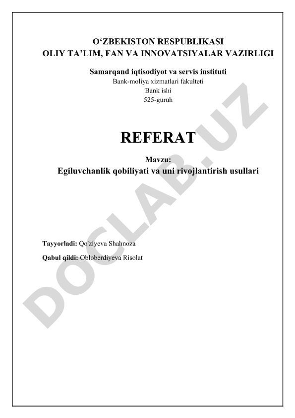 Egiluvchanlik qobiliyati va uni rivojlantirish usullari