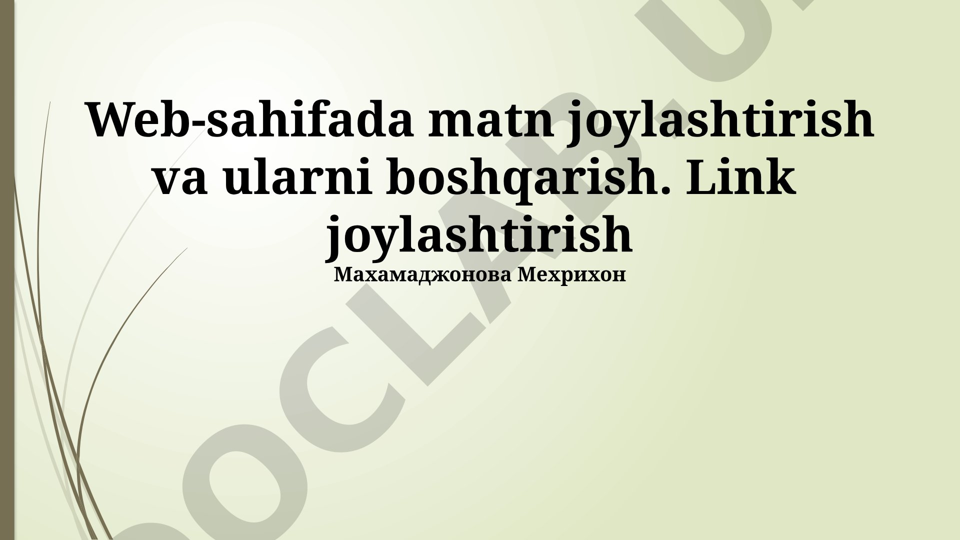 Web-sahifada matn joylashtirish va boshqarish