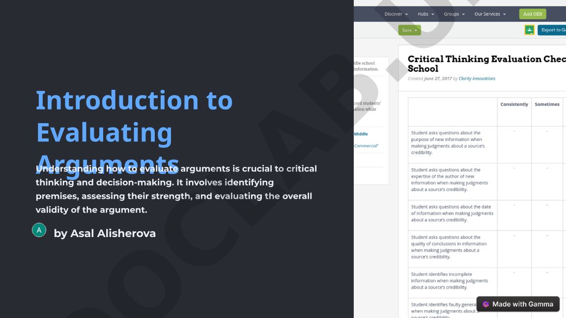 Introduction to Evaluating Arguments