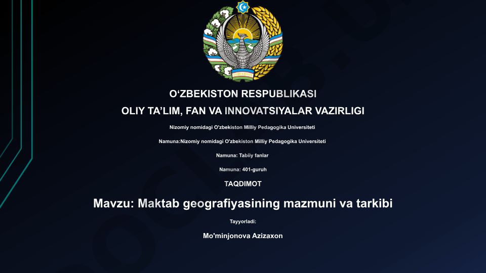 Maktab geografiyasining mazmuni va tarkibi
