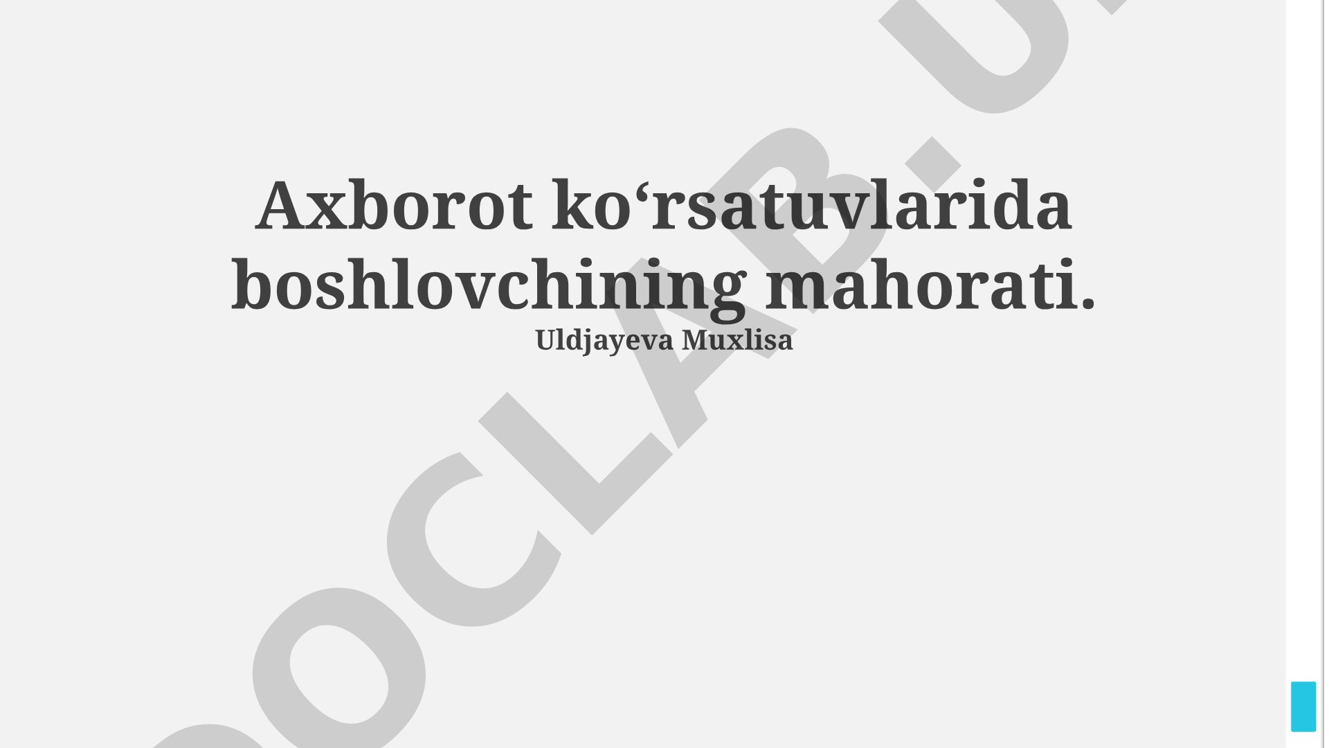 Axborot ko‘rsatuvlarida boshlovchining mahorati
