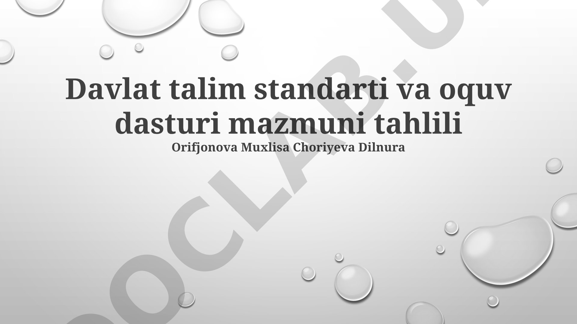 Davlat talim standarti va oquv dasturi mazmuni tahlili