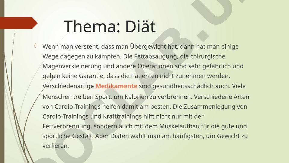 Diät Wenn man versteht, dass man Übergewicht hat