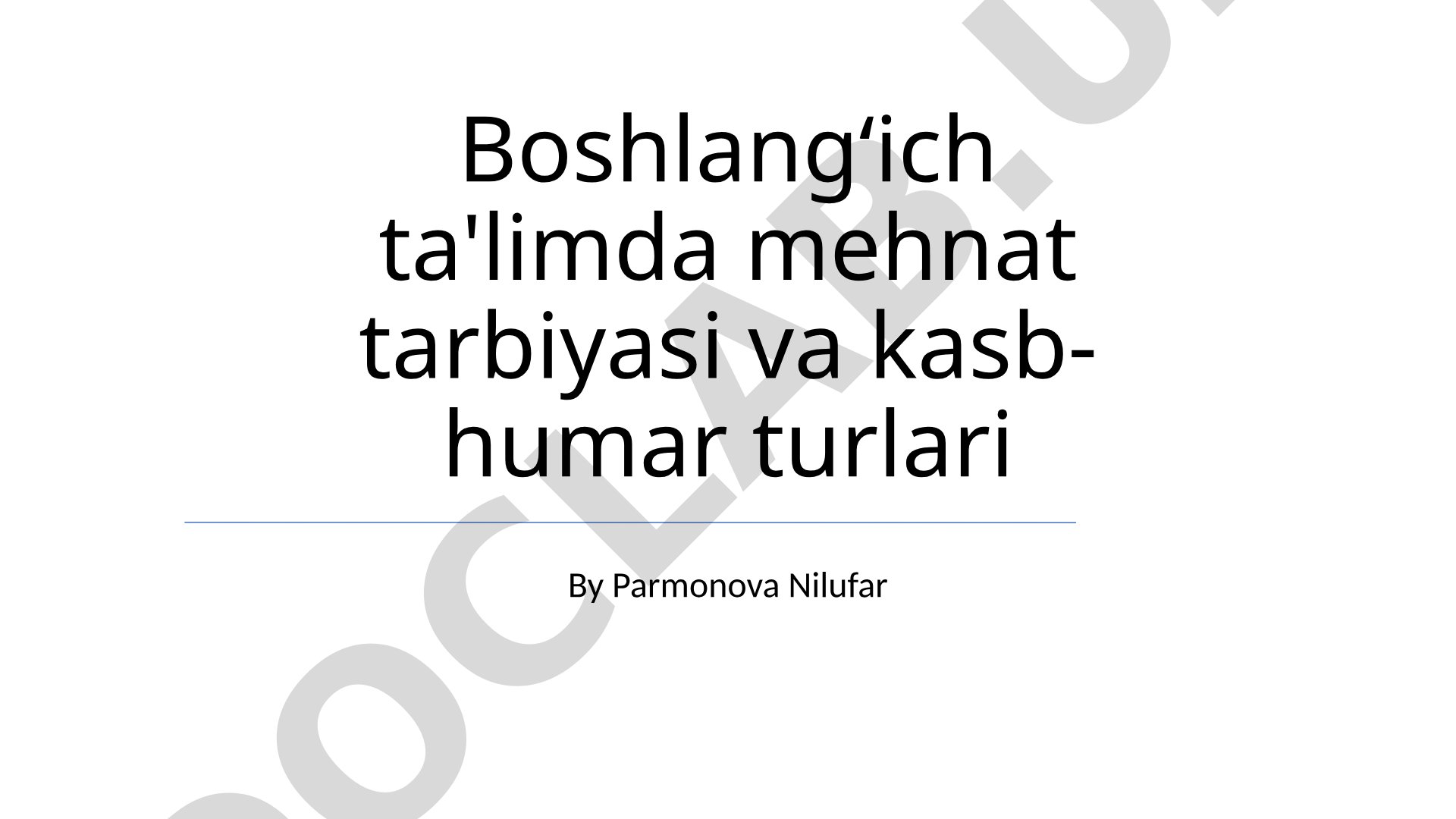 Boshlang'ich ta'limda mehnat tarbiyasi va kasb-hunar turlari