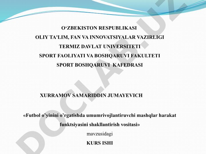 Futbol o’yinini o’rgatishda umumrivojlantiruvchi mashqlar harakat funktsiyasini shakllantirish vositasi
