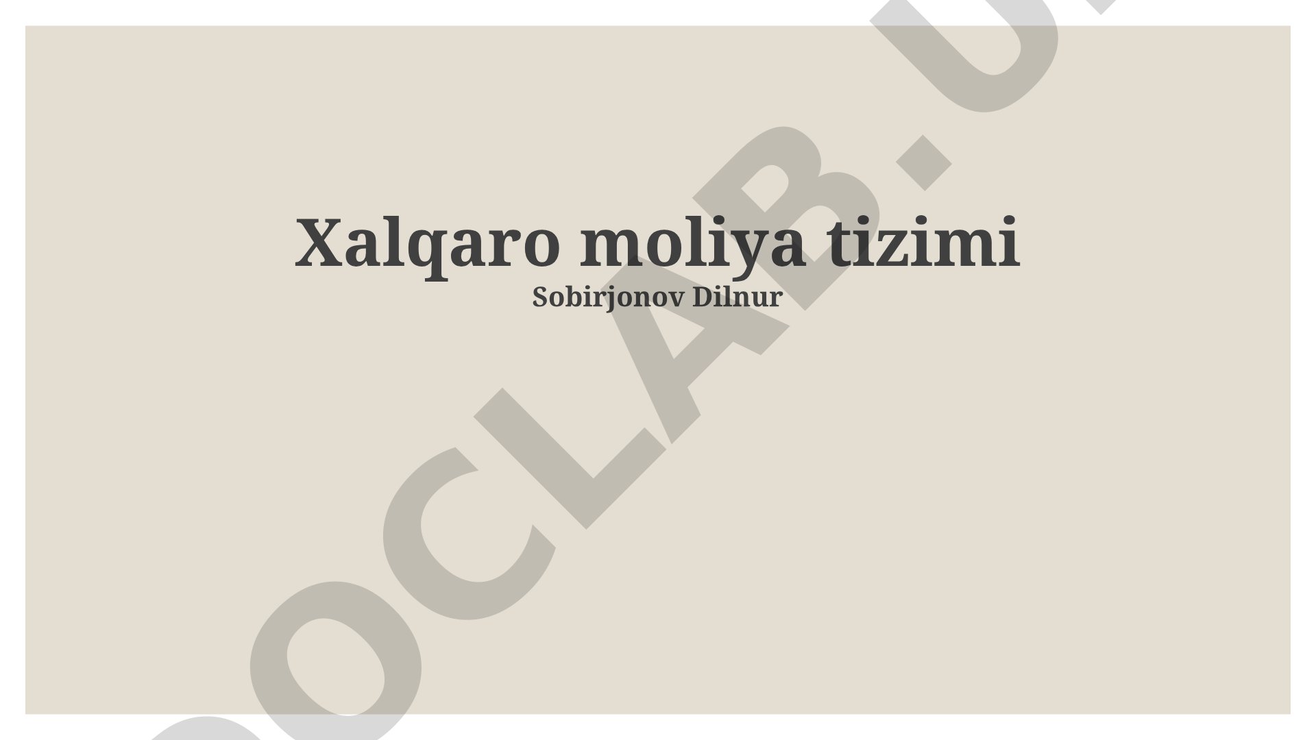 Xalqaro moliya tizimi