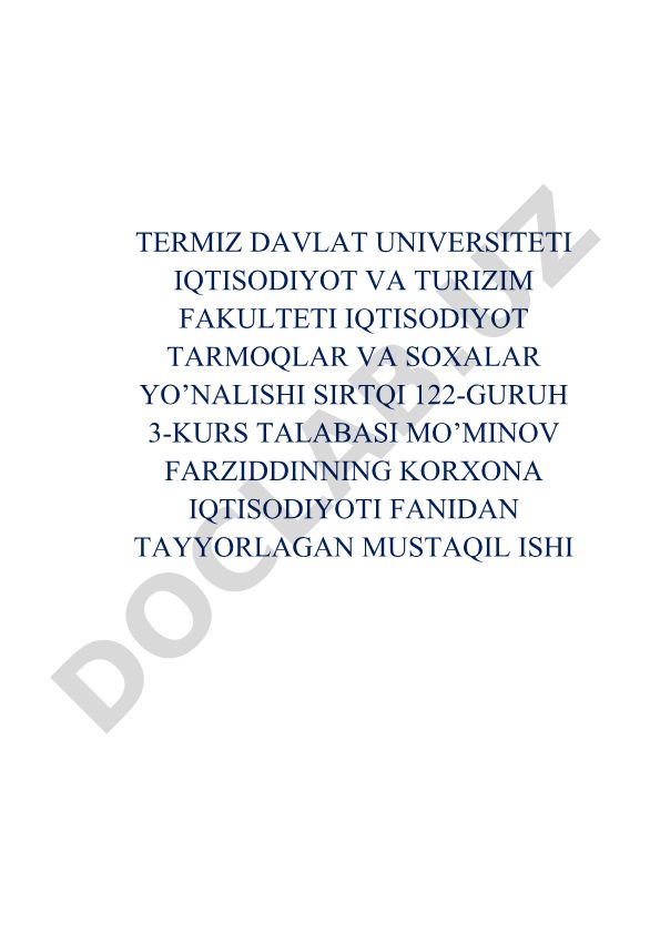 Korxonalarning moddiy-texnika ta'minoti va uni takomillashtirish yo'llari