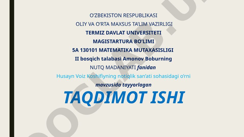 Husayn Voiz Koshifiyning notiqlik san'ati sohasidagi o'rni