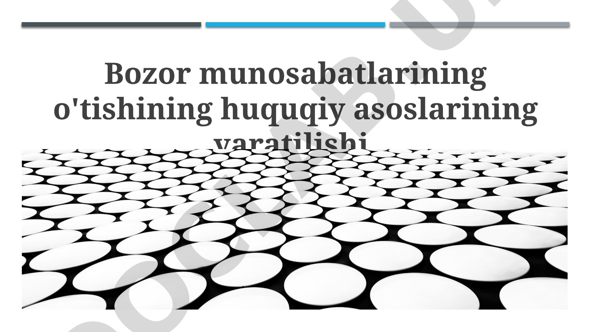 Bozor munosabatlarining o'tishining huquqiy asoslarining yaratilishi