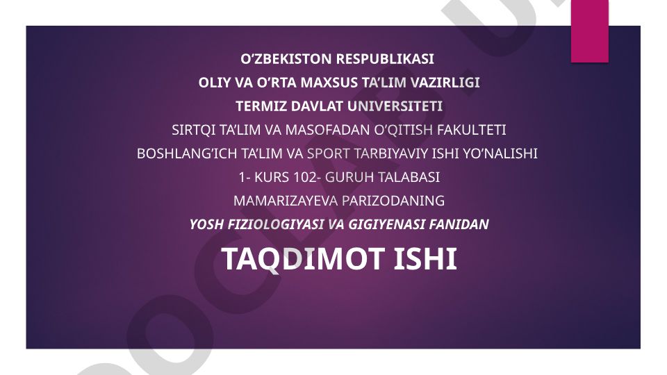 Sezgi organlari – analizatorlarning yosh xususiyatlari va gigiyenasi