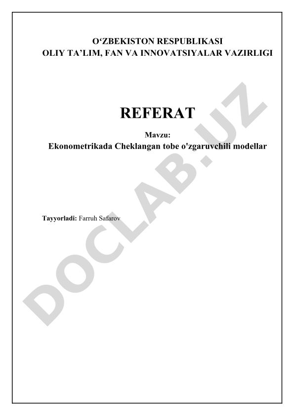 Ekonometrikada Cheklangan tobe o'zgaruvchili modellar