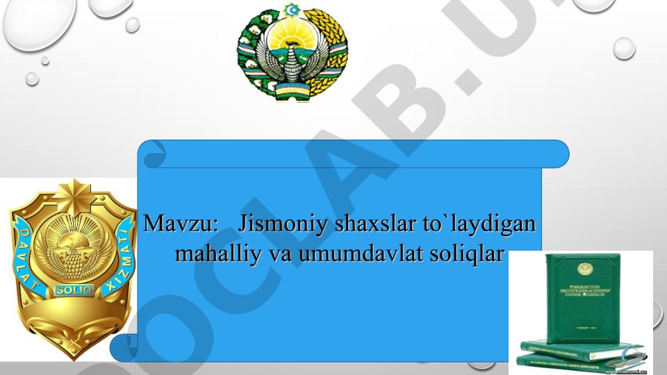 Jismoniy shaxslar to'laydigan mahalliy va umumdavlat soliqlar