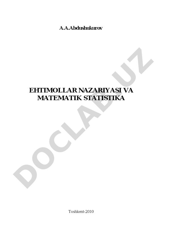 Ehtimollar nazariyasi va matematik statistika