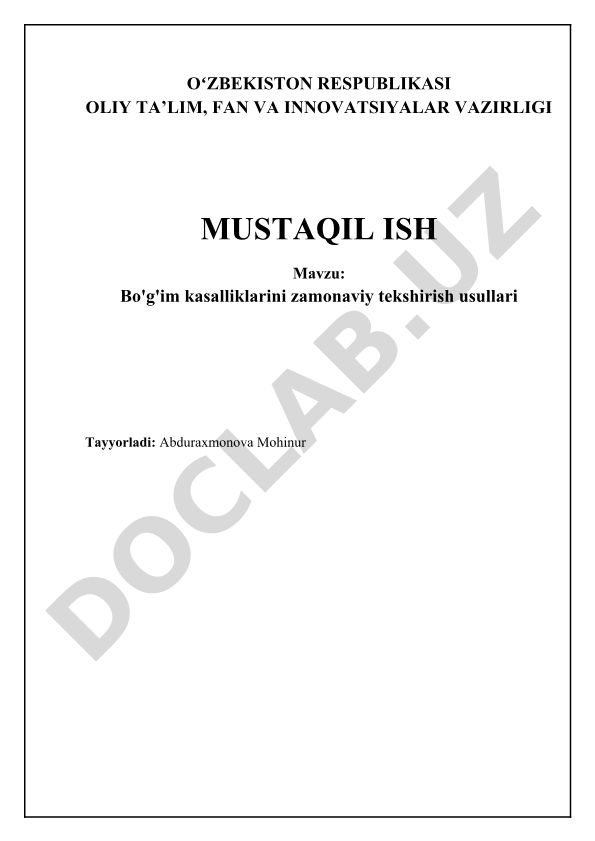 Bo'g'im kasalliklarini zamonaviy tekshirish usullari