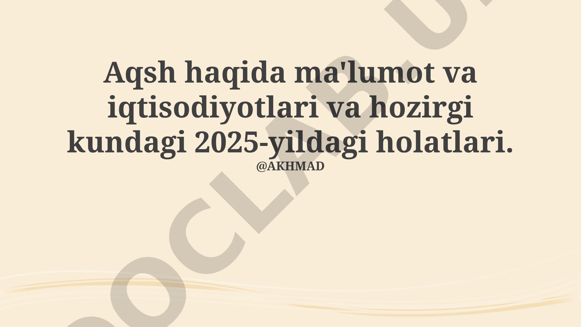 AQSh iqtisodiyoti va 2025 yil prognozlari