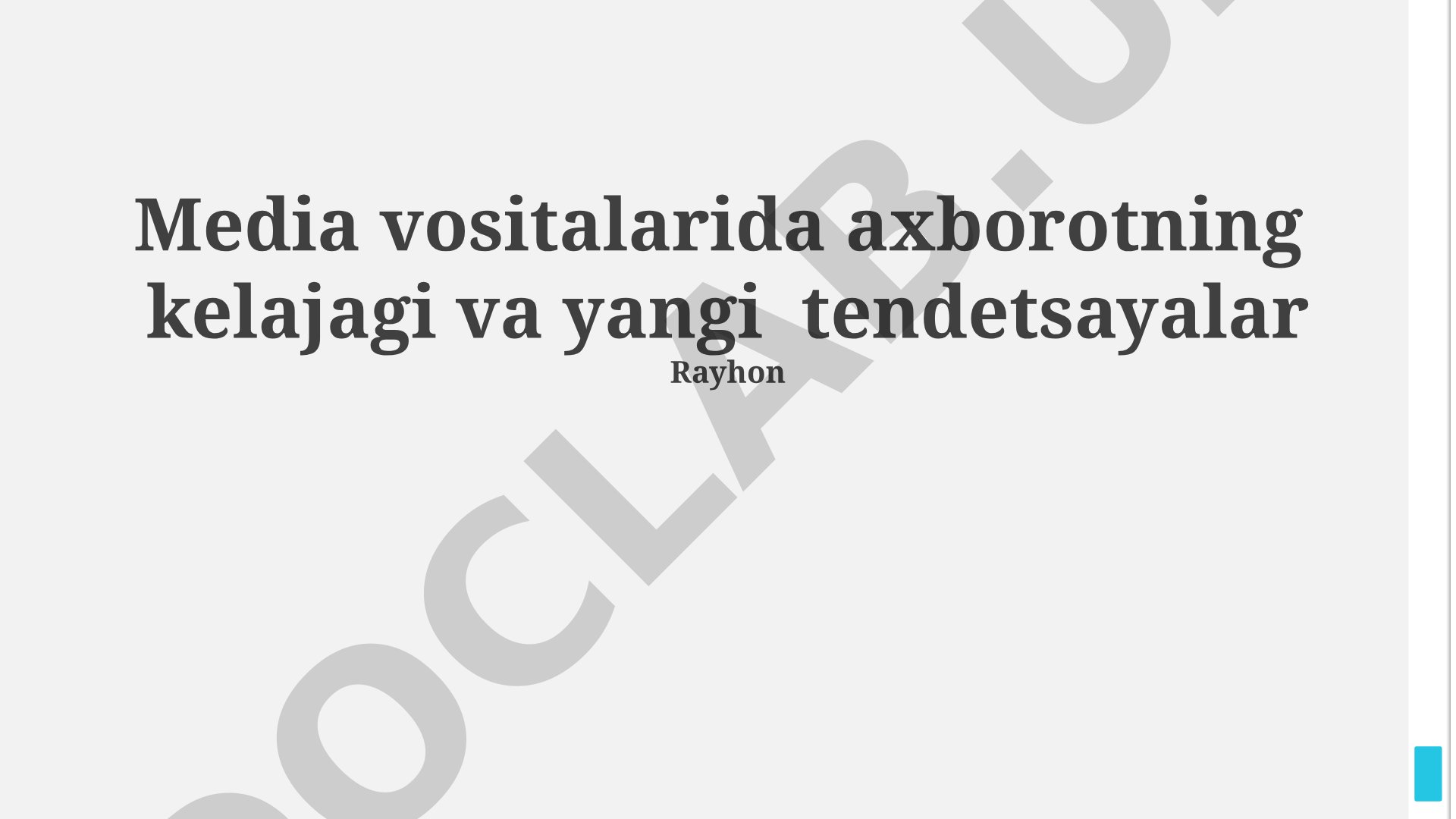 Media vositalarida axborotning kelajagi va yangi tendetsayalar