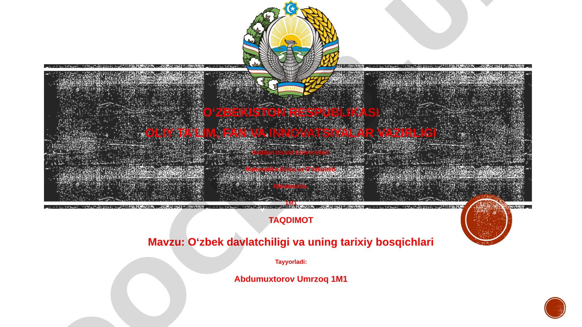 O‘zbek davlatchiligi va uning tarixiy bosqichlari