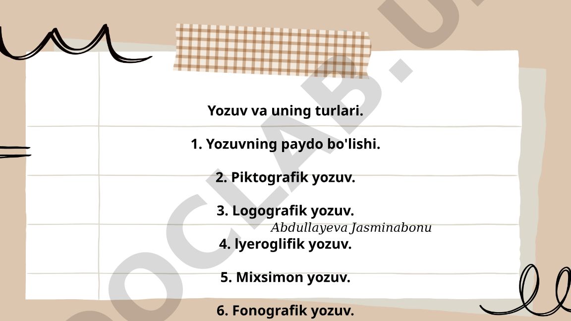 Yozuvning paydo bo'lishi va turlari