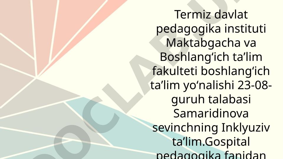 Alohida yordamga muhtoj bolani samarali inklyuziyasi uchun tashqi sharoitlar